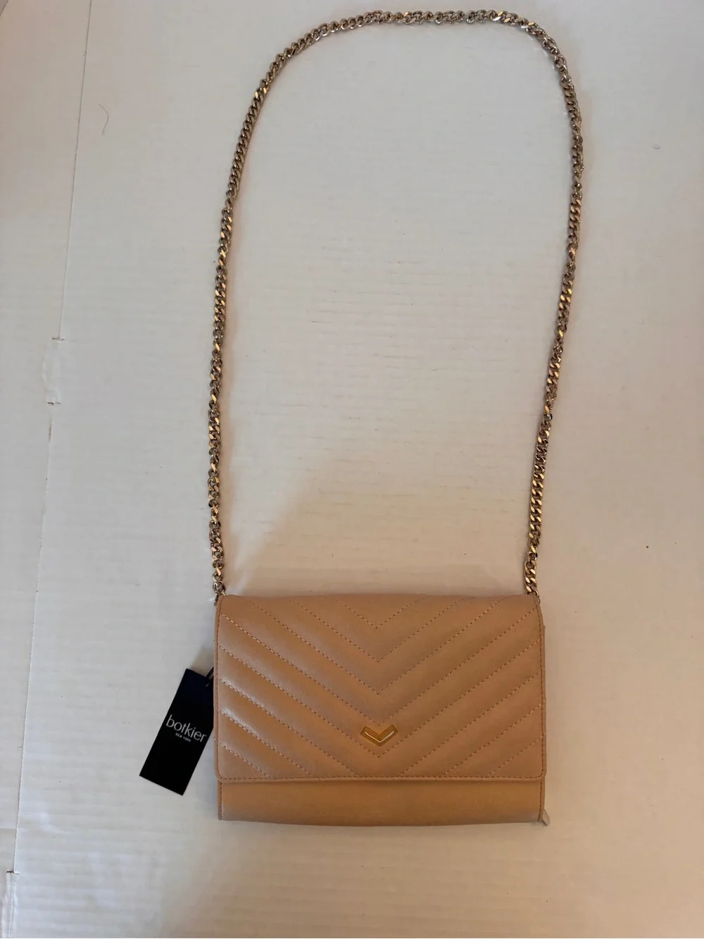 BOTKIER SOHO BLUSH PINK QUILTED LEATHER CLUTCH CROSSBODY PURSE CHAIN BAG